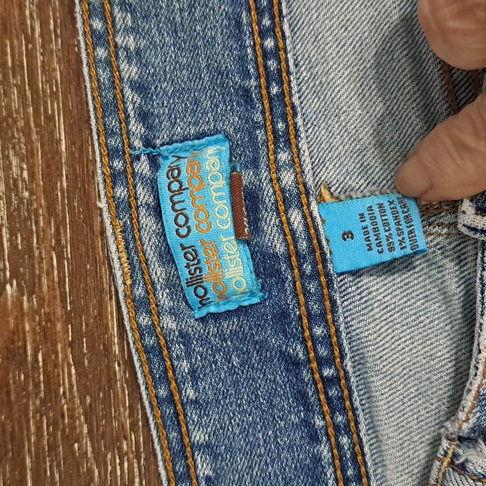 Hollister Company Vintage Y2K Junior Jeans Denim Size 3 Stretch Raw Hem Boot Cut - Picture 6 of 11